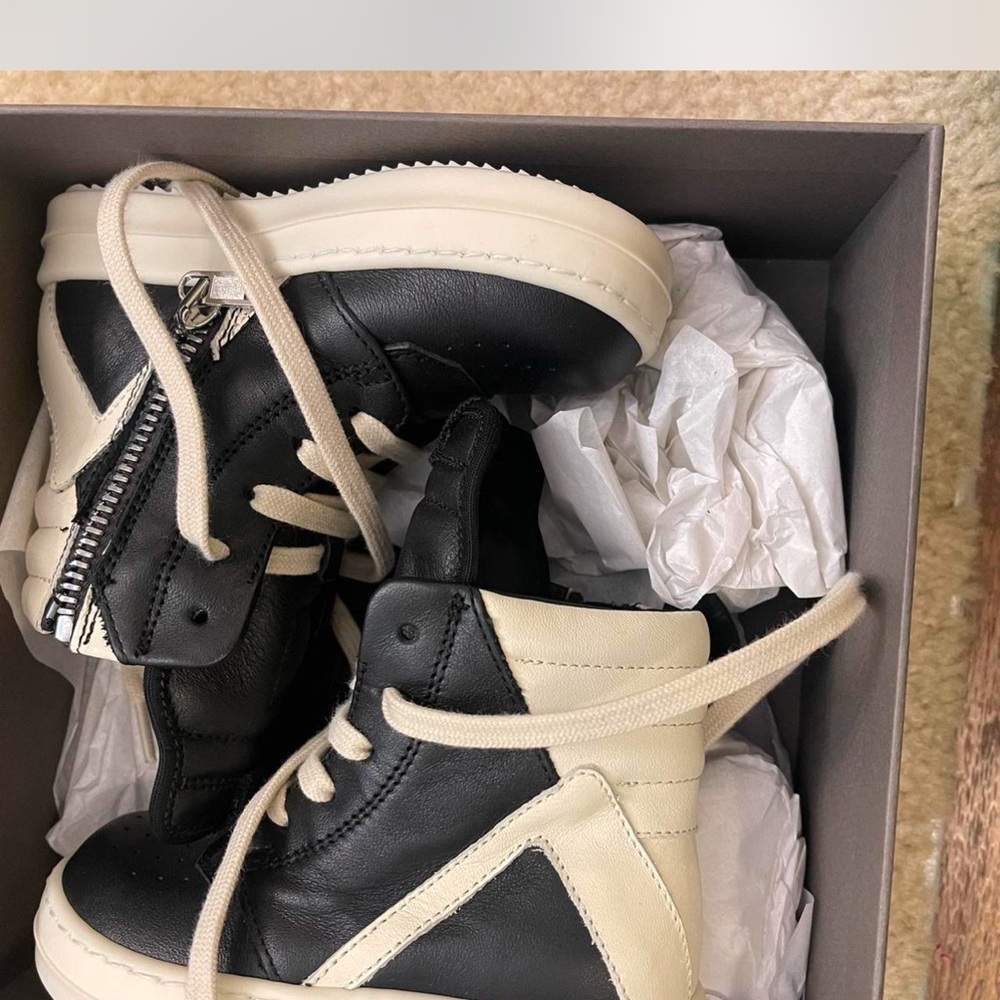 Kids Black and Cream High-Top Sneakers